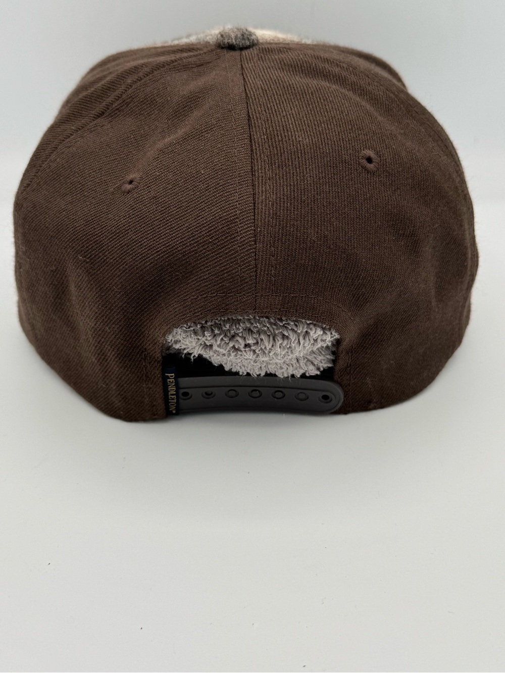 Pendleton Plaid Brown Mix Ombré Wool Flat Brim Hat Snapback Ball Cap - Picture 3 of 7